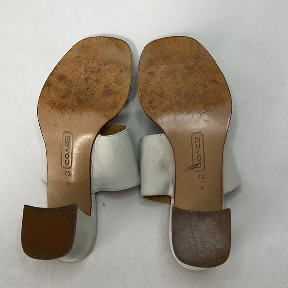 Coach Suede Off White Block Heel Strap Sandals size 7.5 - Picture 8 of 11